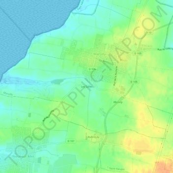 Topografische kaart Les Salles, hoogte, reliëf