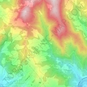 Topografische kaart Ontignano, hoogte, reliëf