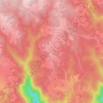 Topografische kaart Le Peuch, hoogte, reliëf