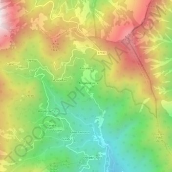 Topografische kaart Acquarossa, hoogte, reliëf