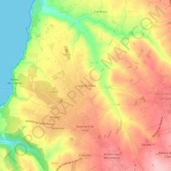 Topografische kaart Lugar de Baixo, hoogte, reliëf
