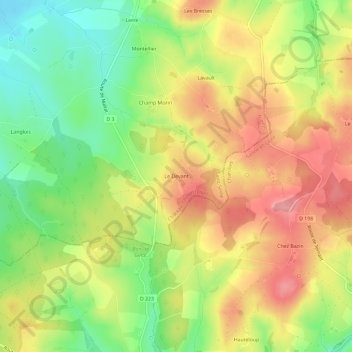 Topografische kaart Le Devant, hoogte, reliëf