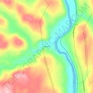 Topografische kaart Milanville, hoogte, reliëf