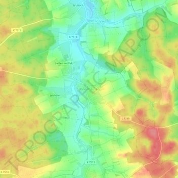 Topografische kaart Hörenhausen, hoogte, reliëf