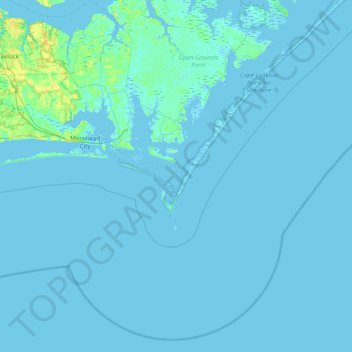 Topografische kaart Morgan Island, hoogte, reliëf