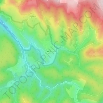 Topografische kaart Masmejean, hoogte, reliëf