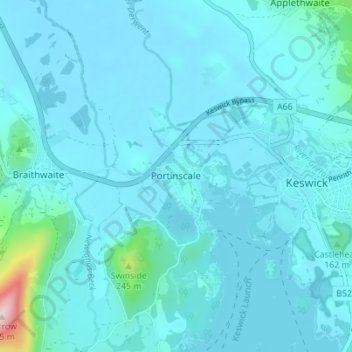 Topografische kaart Portinscale, hoogte, reliëf