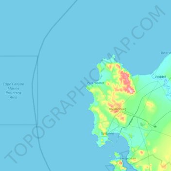 Topografische kaart Eiland, hoogte, reliëf