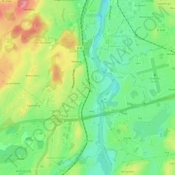 Topografische kaart Hegge, hoogte, reliëf