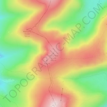 Topografische kaart Stybarrow Dodd, hoogte, reliëf
