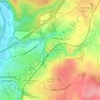 Topografische kaart Hopfenberg, hoogte, reliëf