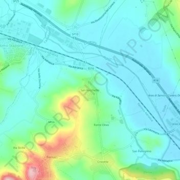 Topografische kaart San Rocchetto, hoogte, reliëf