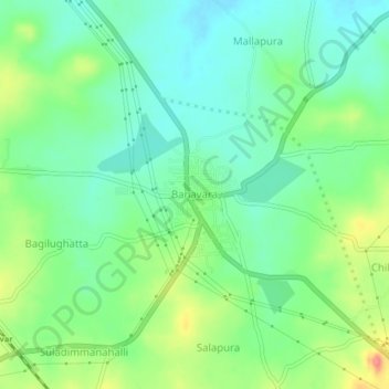 Topografische kaart Banavara, hoogte, reliëf