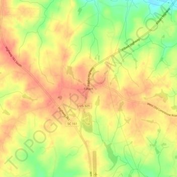 Topografische kaart Filbert, hoogte, reliëf