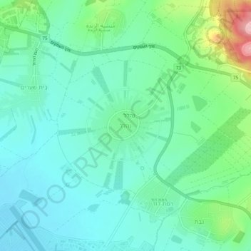 Topografische kaart Nahalal, hoogte, reliëf