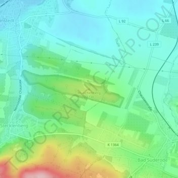 Topografische kaart Münchenberg, hoogte, reliëf
