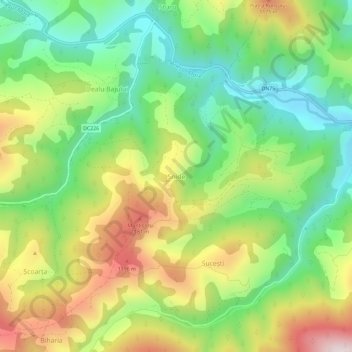Topografische kaart Snide, hoogte, reliëf