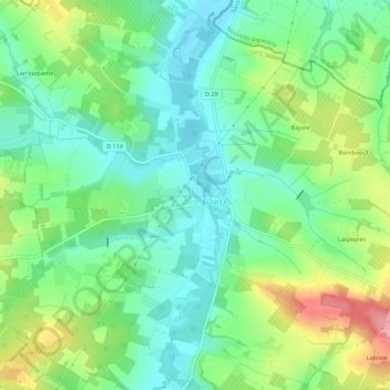 Topografische kaart La Tournepique, hoogte, reliëf
