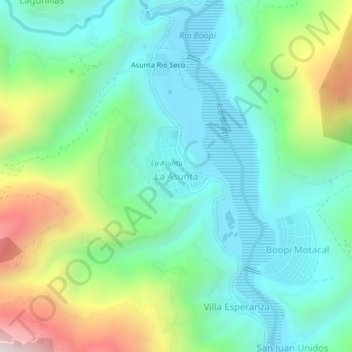 Topografische kaart La Asunta, hoogte, reliëf