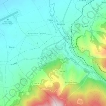 Topografische kaart Alp, hoogte, reliëf
