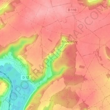 Topografische kaart Flandre, hoogte, reliëf