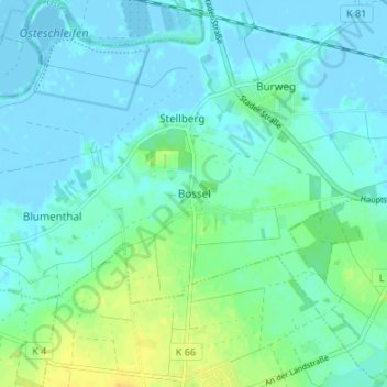 Topografische kaart Bossel, hoogte, reliëf