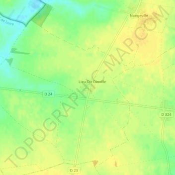 Topografische kaart Oinville, hoogte, reliëf