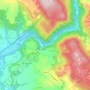 Topografische kaart Stifone, hoogte, reliëf