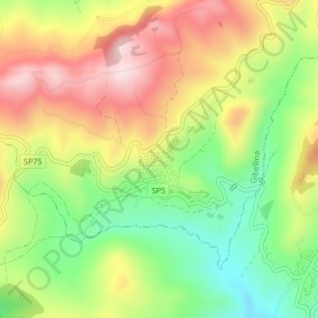 Topografische kaart Gibellina Vecchia, hoogte, reliëf