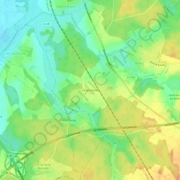 Topografische kaart Le Bois Rond, hoogte, reliëf