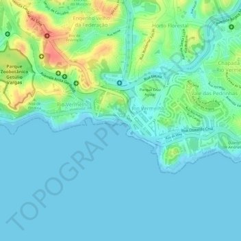 Topografische kaart OCA Drones HP Rio Vermelho, hoogte, reliëf