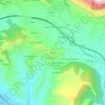 Topografische kaart Casale, hoogte, reliëf