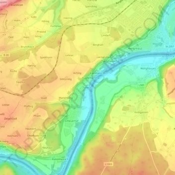 Topografische kaart Tiefenau, hoogte, reliëf