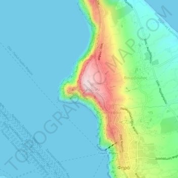 Topografische kaart Imerovigli, hoogte, reliëf