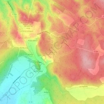 Topografische kaart La Blaquière, hoogte, reliëf