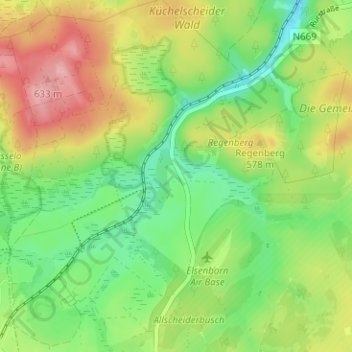 Topografische kaart Am Grünen Koster, hoogte, reliëf