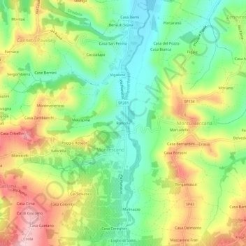 Topografische kaart Roncole, hoogte, reliëf