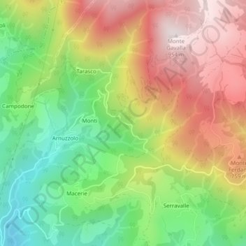 Topografische kaart Dobbiana, hoogte, reliëf