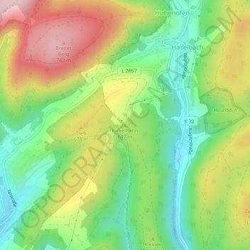 Topografische kaart Kickelhahn, hoogte, reliëf