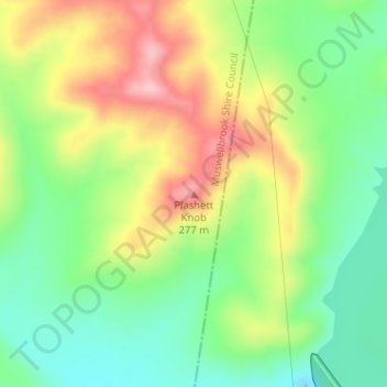 Topografische kaart Plashett Knob, hoogte, reliëf