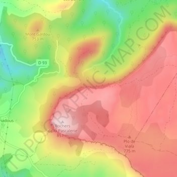 Topografische kaart Pas Farrat, hoogte, reliëf