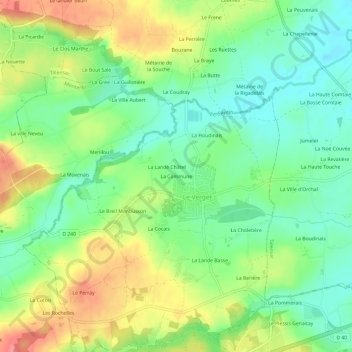 Topografische kaart La Commune, hoogte, reliëf
