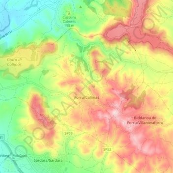 Topografische kaart Collinas, hoogte, reliëf