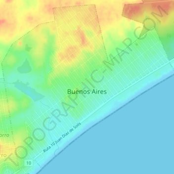 Topografische kaart Buenos Aires, hoogte, reliëf