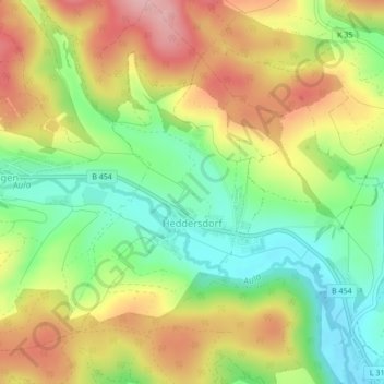 Topografische kaart Heddersdorf, hoogte, reliëf