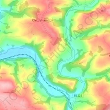 Topografische kaart Chittlehamholt, hoogte, reliëf