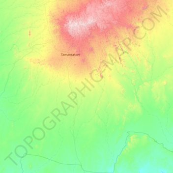 Topografische kaart Tamanghasset, hoogte, reliëf