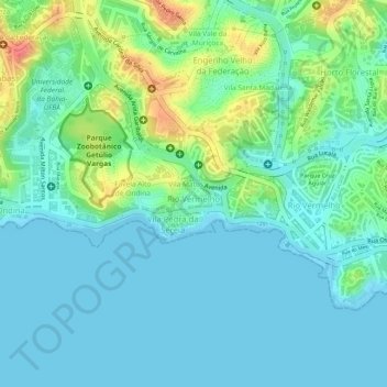 Topografische kaart Rio Vemelho, hoogte, reliëf