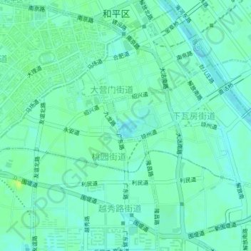 Topografische kaart 人民公园, hoogte, reliëf