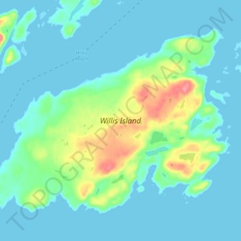 Topografische kaart Willis Island, hoogte, reliëf
